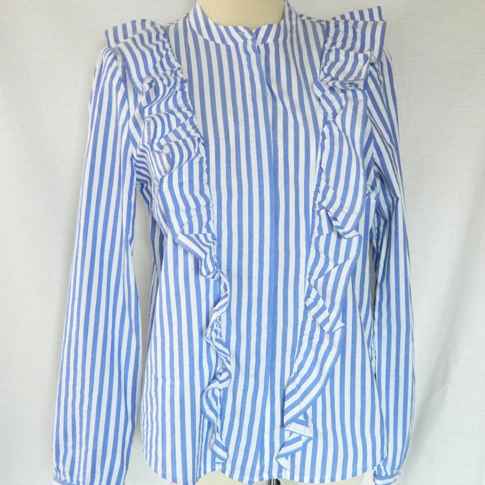 Madewell Whitney Striped Blouse Ruffle Button Down